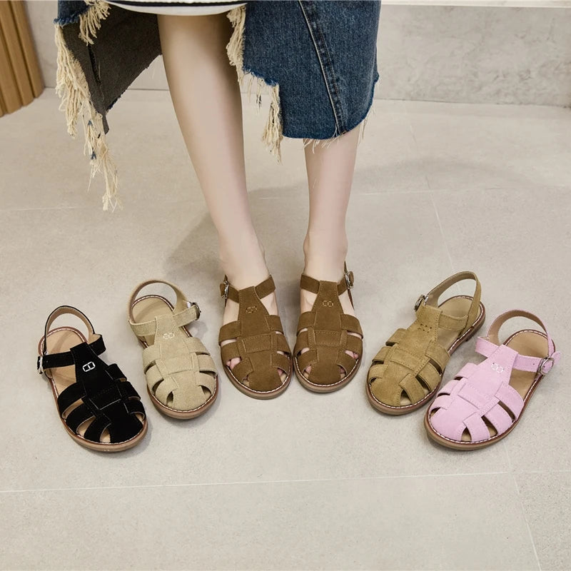 Genuine Leathered Hollow Baotou Sandals